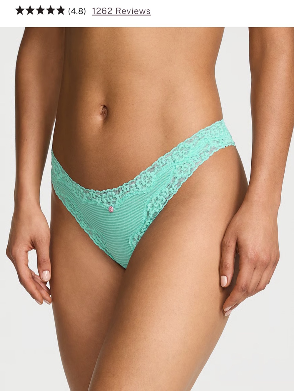 Victoria's Secret Mint Lace Ribbed Thong